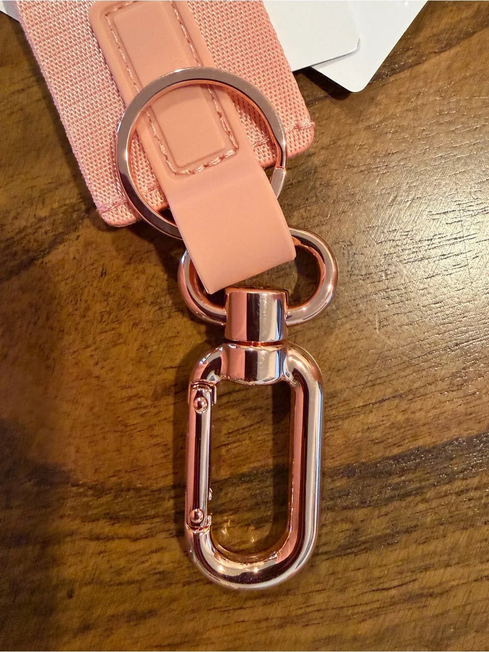 lululemon athletica Pink Wristlet Key & Card Holder with Rose Gold Clip